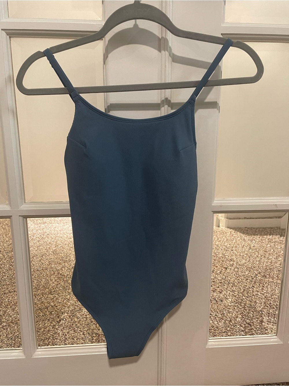 George Blue Ribbed Tank-Style Bodysuit